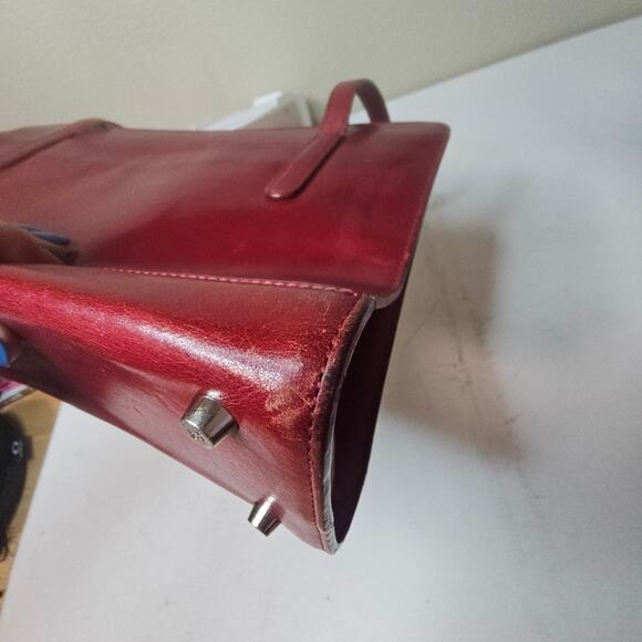 Monsac Red Leather Satchel Shoulder Bag Purse. Soft Smooth High Quality. Italy - Picture 11 of 16